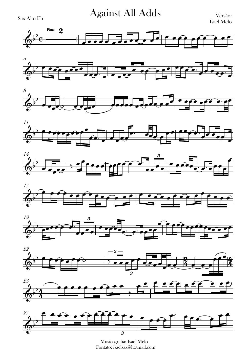 Prévia da partitura Against All Odds de Phil Collins