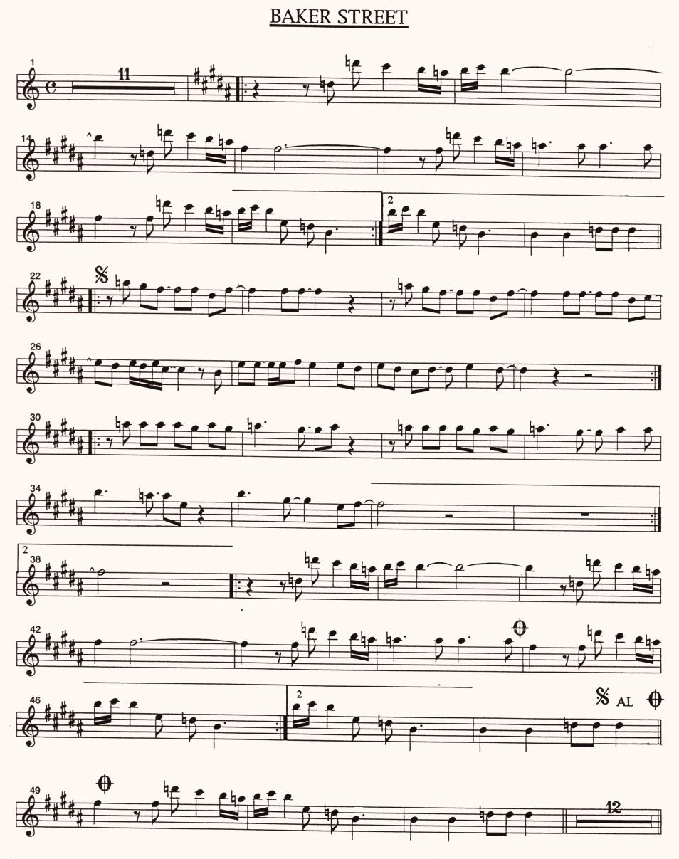 Prévia da partitura Baker Street de Gerry Rafferty