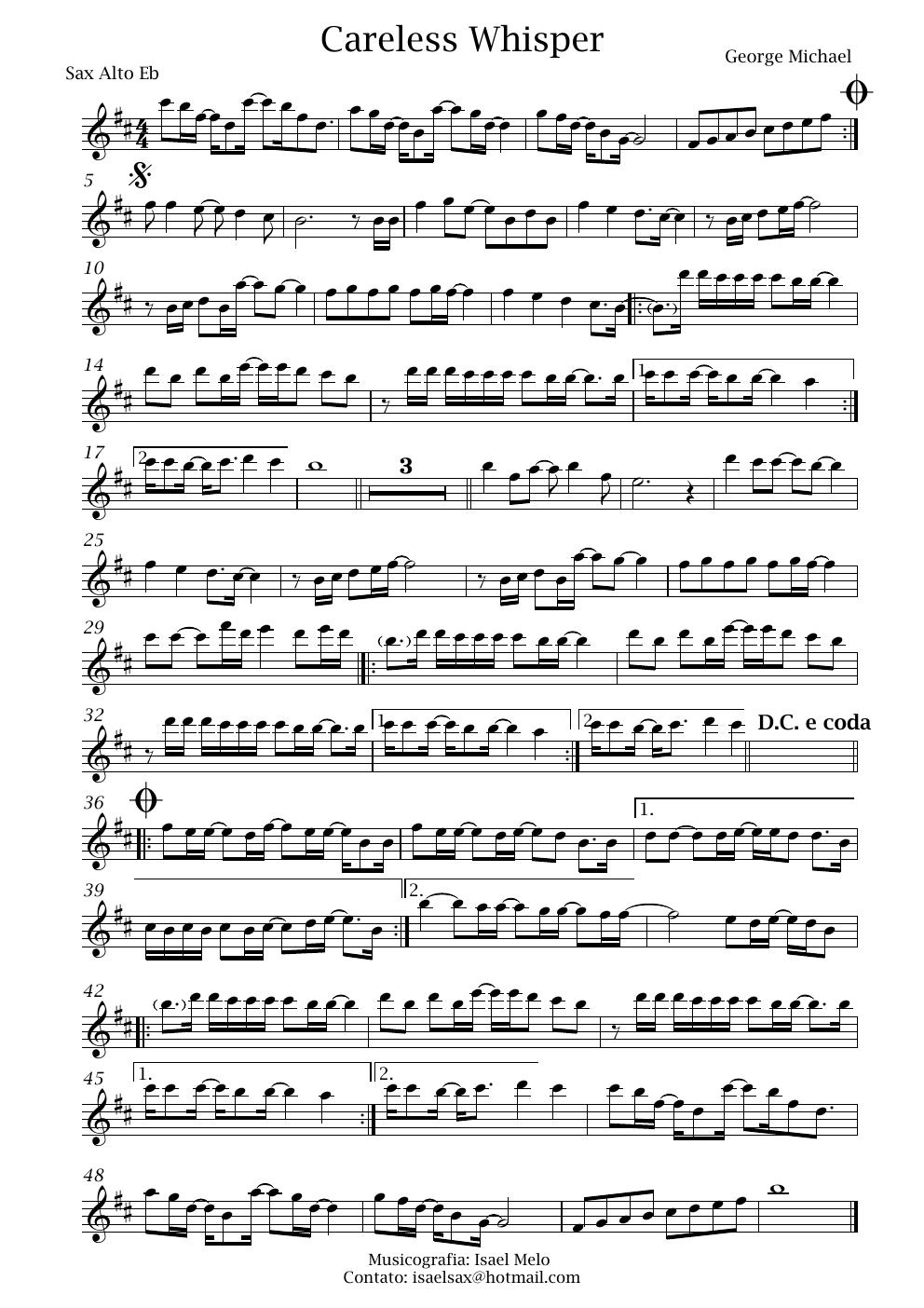 Prévia da partitura Careless Whisper de George Michael