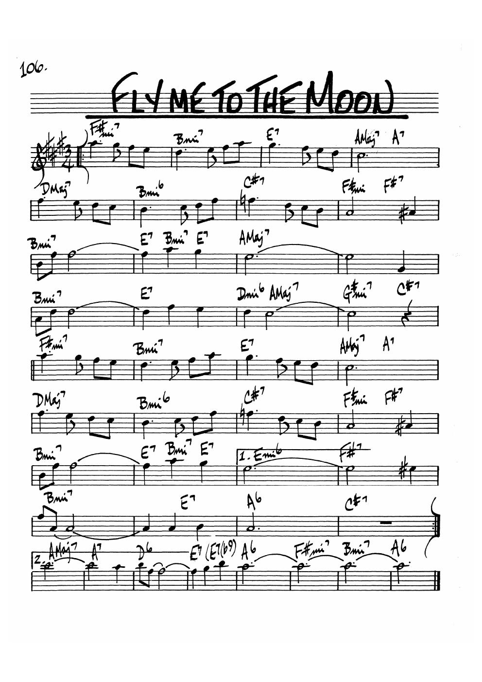 Prévia da partitura Fly Me to the Moon de Frank Sinatra