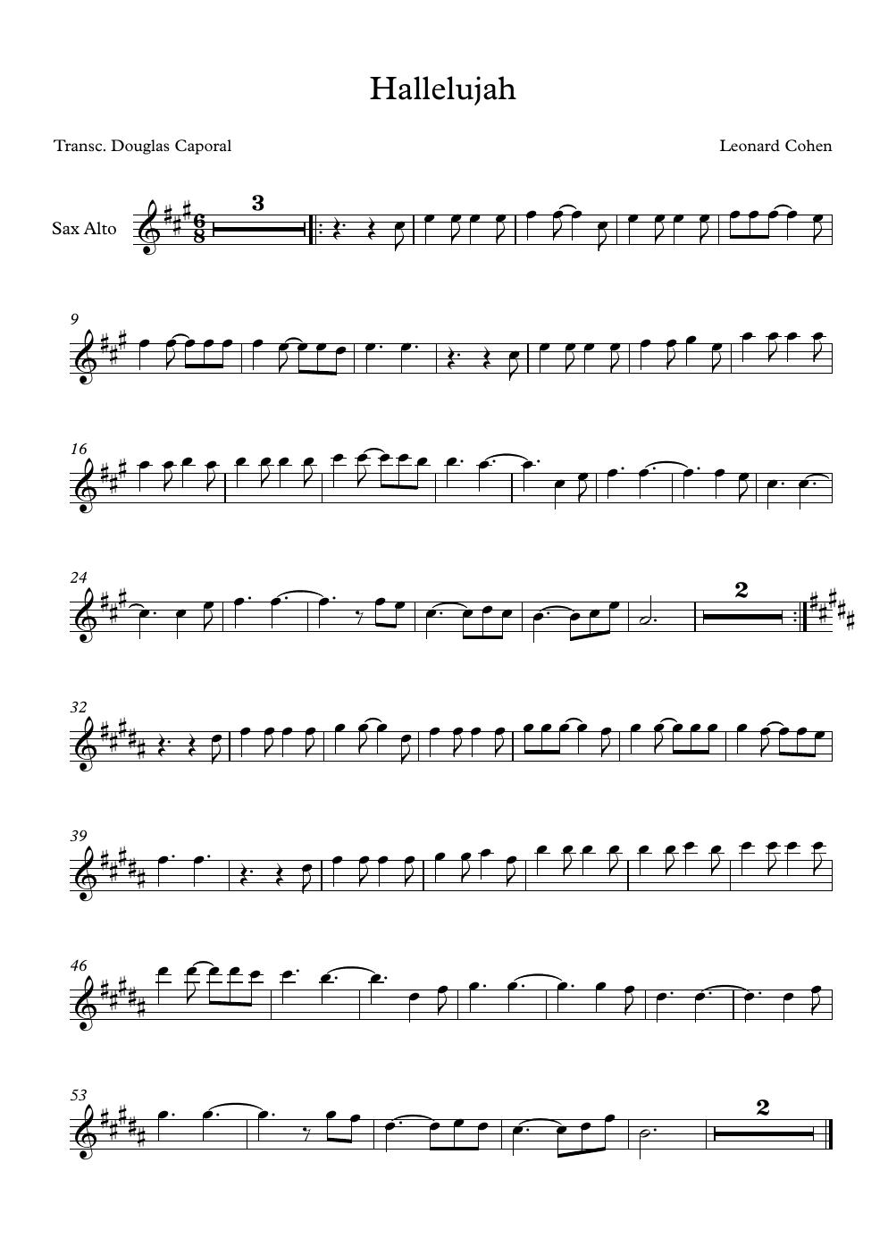 Prévia da partitura Hallelujah de Leonard Cohen